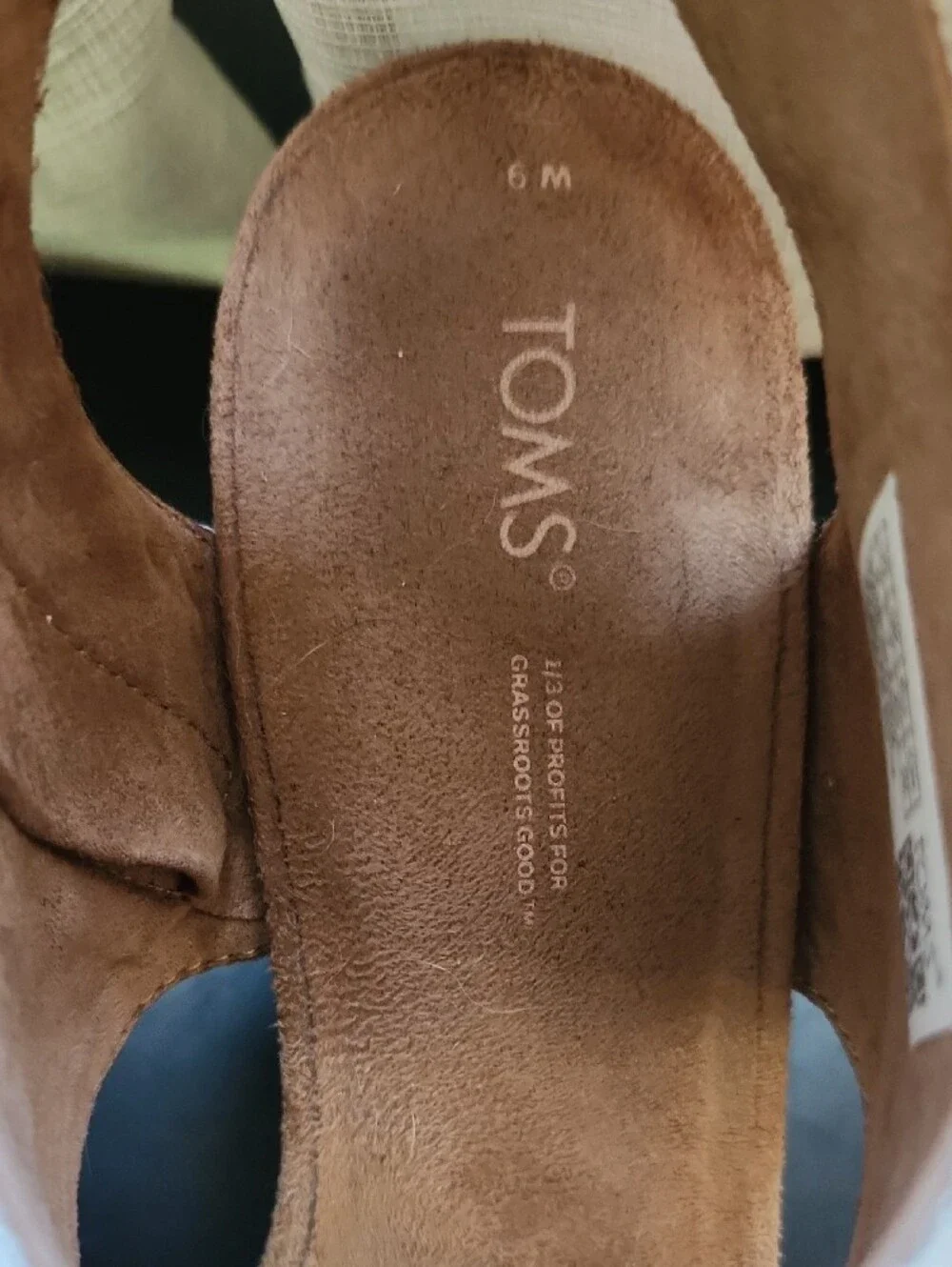 TOMS Cream Canvas Slingback Square Heels Sandals